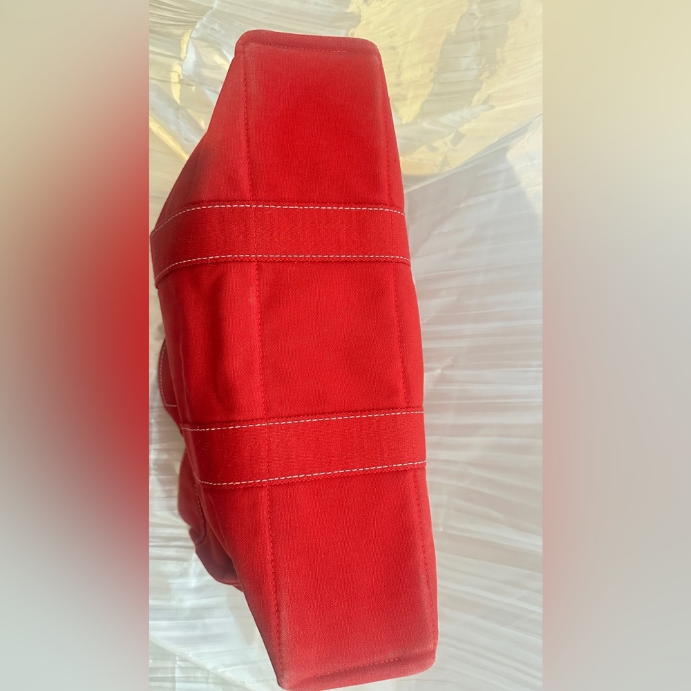 HERMES DEAUVILLE PM Red Canvas Tote Bag LIKE NEW CONDITION. Unisex. 22x30x8(HWD) - Picture 6 of 12
